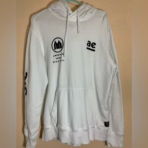 American Eagle Men's US of A 1977 White Drawstring Hoodie M Long Sleeve Cotton